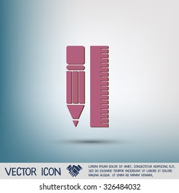 ruler and pencil. characters geometry. Education sign, symbol icon drawing and geometry