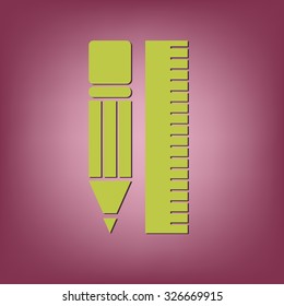 ruler and pencil. characters geometry. Education sign, symbol icon drawing and geometry