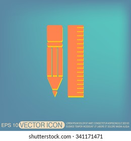 ruler and pencil. characters geometry. Education sign, symbol icon drawing and geometry