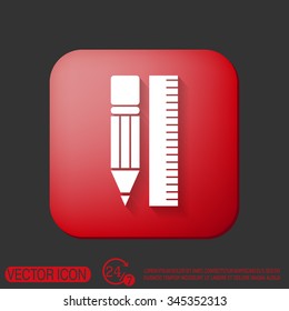 ruler and pencil. characters geometry. Education sign, symbol icon drawing and geometry