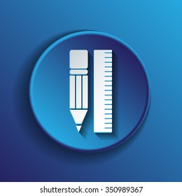ruler and pencil. characters geometry. Education sign, symbol icon drawing and geometry