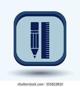 ruler and pencil. characters geometry. Education sign, symbol icon drawing and geometry