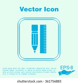 ruler and pencil. characters geometry. Education sign, symbol icon drawing and geometry
