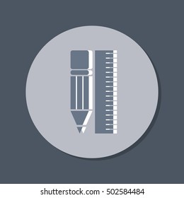 ruler and pencil. characters geometry. Education sign, symbol icon drawing and geometry