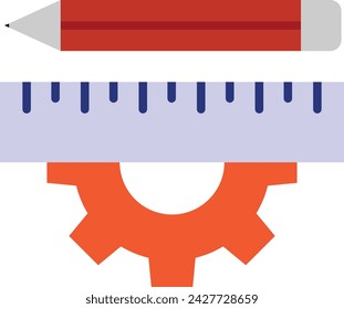 Ruler, Pencil and Cogwheel vector icon design, Webdesign and Development symbol, user interface or graphic sign, website engineering illustration, Creativity or artwork Kit concept