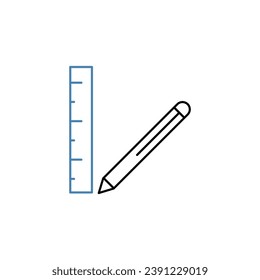 Ruler and pencil concept line icon. Simple element illustration. Ruler and pencil concept outline symbol design.