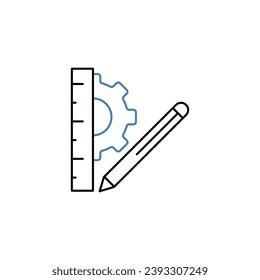 Ruler and pencil concept line icon. Simple element illustration. Ruler and pencil concept outline symbol design.