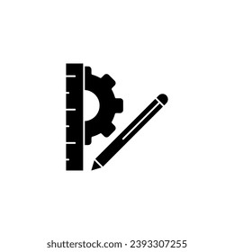 Icono de línea de concepto de regla y lápiz. Ilustración de elemento simple. Diseño de símbolos de esquema de concepto de regla y lápiz.