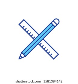Ruler and pencil design, Construction work repair reconstruction industry build and project theme Vector illustration