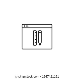 Lápiz y regla, diseño, ingeniería, diseño gráfico, diseño web simple de línea delgada ilustración vectorial
