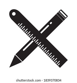 ruler and pencil design icon vector
