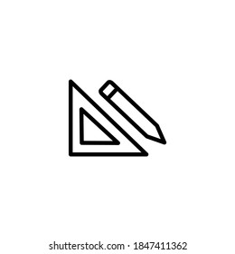 Ruler and pencil, design 
simple thin line icon vector illustration