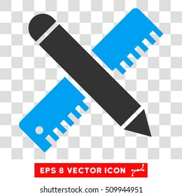 Ruler and Pencil Design Tools EPS vector icon. Illustration style is flat iconic bicolor blue and gray symbol on white background.