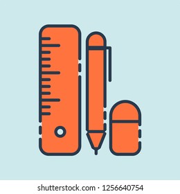 Ruler, Pencil  and eraser