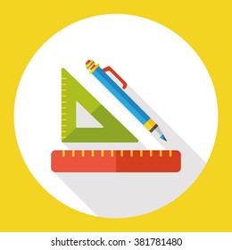 ruler and pencil flat icon