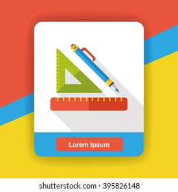 ruler and pencil flat icon
