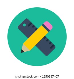 Ruler and pencil flat icon. You can be used Ruler and pencil icon for several purposes like: websites, UI, UX, print templates, promotional materials, info-graphics, web and mobile phone apps.