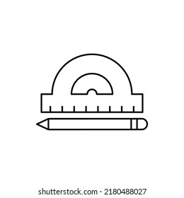 ruler and pencil flat outline icon logo illustration. education, school and university icon set. suitable for web, design,logo,app
