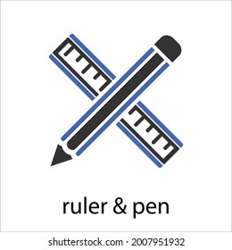 Lineal- und Bleistift-Symbol-Design, Vektorgrafik
