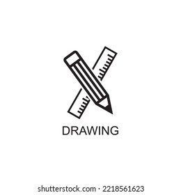 icono de regla y lápiz, icono de dibujo