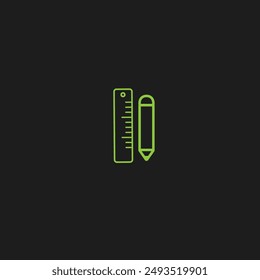 Ruler pencil icon flat vector design