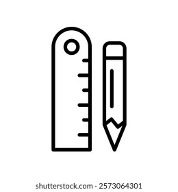 ruler and pencil icon line vector design template with trendy style