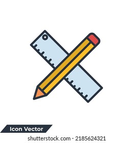 ilustración vectorial del logotipo de icono de regla y lápiz. plantilla de símbolo de medida para colección de diseño gráfico y web