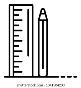 Ruler pencil icon. Outline ruler pencil vector icon for web design isolated on white background