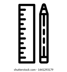 Ruler and pencil icon. Outline ruler and pencil vector icon for web design isolated on white background