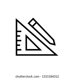 Ruler and pencil icon. Study sign