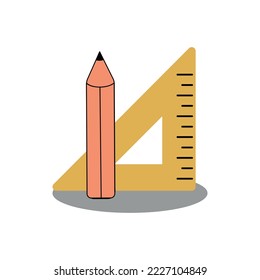 The ruler and pencil icon. ruler and pencil symbol. Flat style. illustration Vector of ruler and pencil.