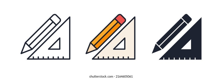 ruler and pencil icon symbol template for graphic and web design collection logo vector illustration