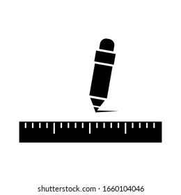 Ruler and pencil icon. vector illustration symbol measurement on a white background.