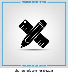 ruler and pencil icon vector illustration eps10