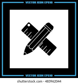 ruler and pencil icon vector illustration eps10