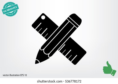 ruler and pencil icon vector illustration eps10.