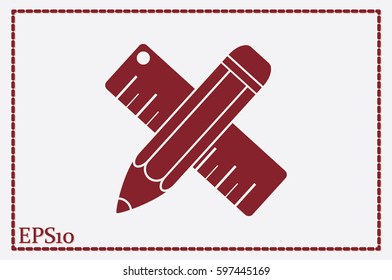 ruler and pencil icon vector illustration eps10.
