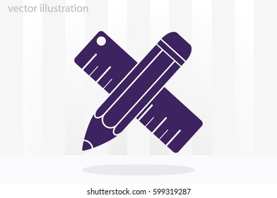 ruler and pencil icon vector illustration eps10.