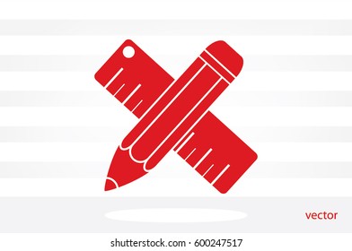 ruler and pencil icon vector illustration eps10.