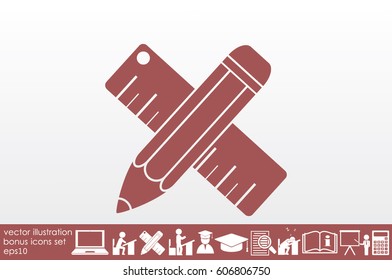 ruler and pencil icon vector illustration eps10.
