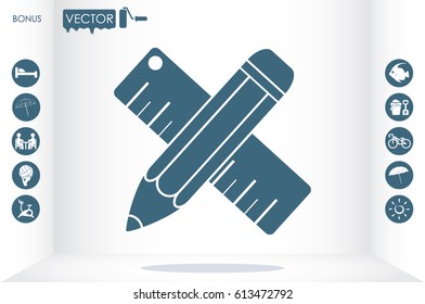 ruler and pencil icon vector illustration eps10.
