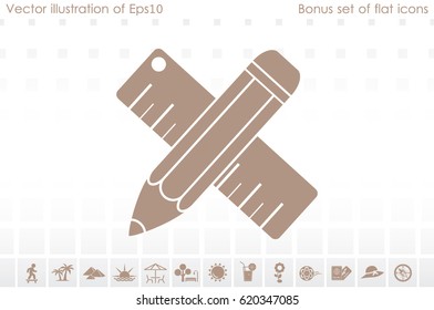 ruler and pencil icon vector illustration eps10.