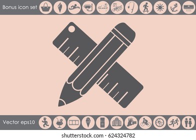 ruler and pencil icon vector illustration eps10.