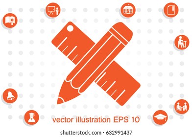 ruler and pencil icon vector illustration eps10.