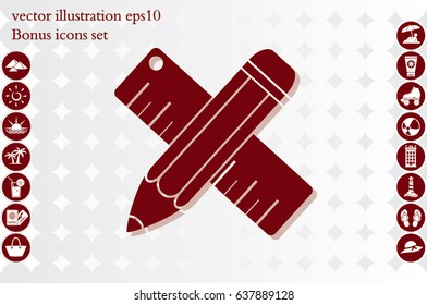 ruler and pencil icon vector illustration eps10.