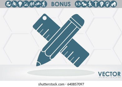 ruler and pencil icon vector illustration eps10.