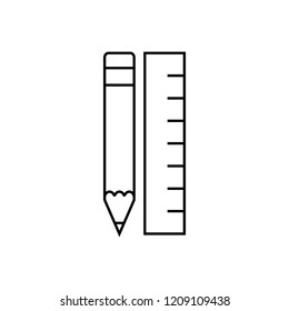 Ruler and pencil icon - vector linear pictogram or symbol