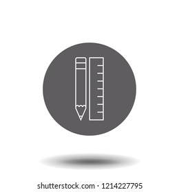 Ruler and pencil icon - vector linear pictogram or symbol