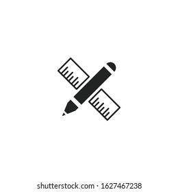 ruler and pencil icon vector sign isolated for graphic and web design. ruler and pencil symbol template color editable on white background.
