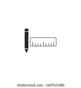 ruler and pencil icon vector sign isolated for graphic and web design. ruler and pencil symbol template color editable on white background.